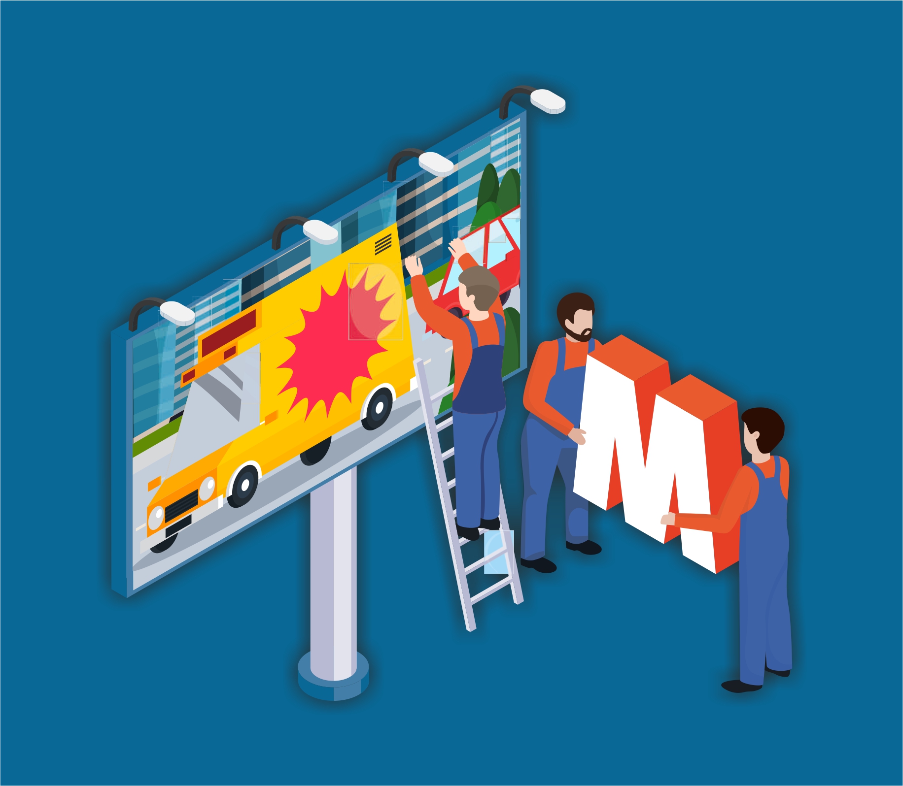 Монтаж рекламных конструкций